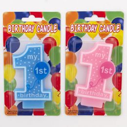 36 Wholesale Birthday Candles My First 2ast Pink Or Blue 4in Party Blc
