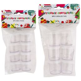 48 Wholesale Craft Storage Jars 6/8 Pc 2ast Size Plastic W/tight Lids