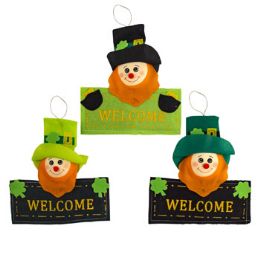 24 Pieces Leprechaun Welcome Sign 3astfelt 12in Stpat Ht/hanger - St. Patricks