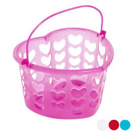 36 Wholesale Basket Heart Shape Plastic W/diecut Hearts Red/pink Glitter 7.5 W X 4.5 H/val ht