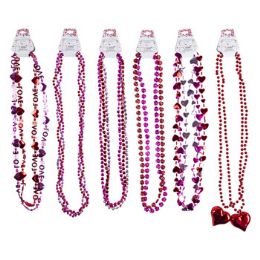 36 Wholesale Necklace Bead Valentine 6ast1-3 Pks/val Barbell Cardage 8+