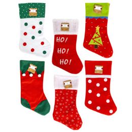 48 Pieces Stocking 18in Felt 6asst Novelty Designs Christmas Jhook/hangtag - Christmas Stocking