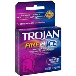 6 Wholesale Trojan Condom 3ct Fire & Ice