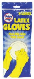 72 Wholesale Pride Latex Glove X-Lrg Yellow