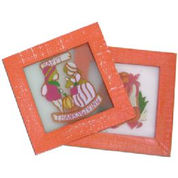 48 Wholesale Thanksgiving Stained Glass Plaque 6.5x6.5 Inch Prepriced At $2.99