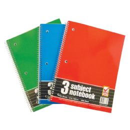 48 Wholesale Spiral Notebook 3 Subject 120 Sheet 10.5 X 8 Inch Wide Ruled