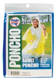 48 Wholesale Adult Poncho 52 X 80 Inch Assorted Colors