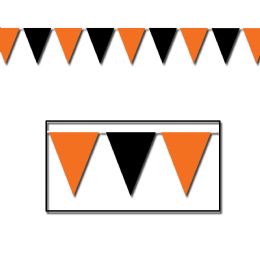 12 Wholesale Orange & Black Pennant Banner AlL-Weather; 15 Pennants/string