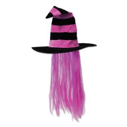 6 Pieces Witch Hat W/hair - Party Hats & Tiara