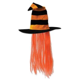6 Pieces Witch Hat W/hair - Party Hats & Tiara