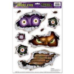 12 Pieces Creepy Eyes Peel 'N Place - Hanging Decorations & Cut Out