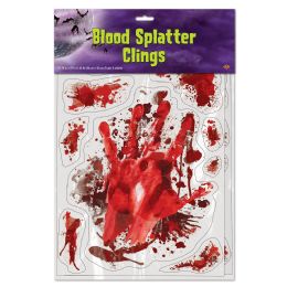 12 Pieces Blood Splatter Clings - Hanging Decorations & Cut Out