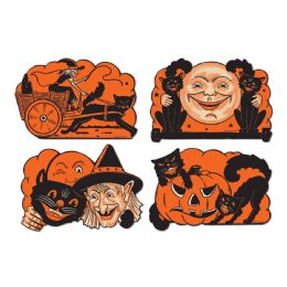 12 Pieces Vintage Halloween Cutouts - Hanging Decorations & Cut Out