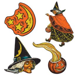 12 Pieces Vintage Halloween Cutouts - Hanging Decorations & Cut Out
