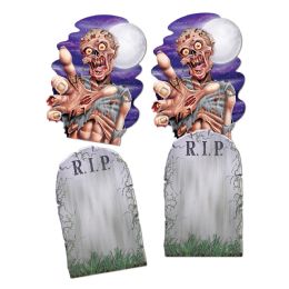 12 Pieces Jumbo Tombstone & Zombie Cutouts - Hanging Decorations & Cut Out