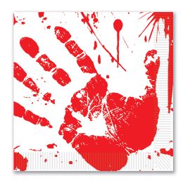 12 Wholesale Bloody Handprints Luncheon Napkins (2-Ply)