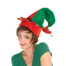 12 Pieces Felt Elf Hat w/Bells - Party Hats & Tiara