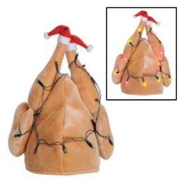 6 Pieces Plush Light-Up Christmas Turkey Hat - Party Hats & Tiara