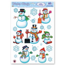 12 Pieces Snowman/Snowflake Clings - Hanging Decorations & Cut Out