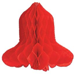 12 Pieces Red Tissue Bell - Hanging Decorations & Cut Out