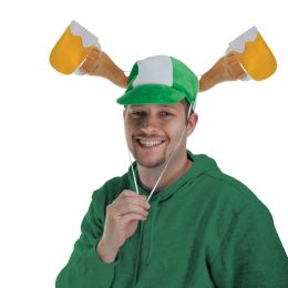 6 Pieces Plush St Patrick's Day Mugs Cap Activate Arms W/drawstring; One Size Fits Most - St. Patricks