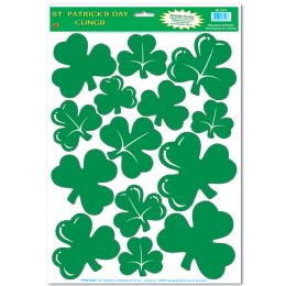 12 Pieces Shamrock Clings - Hanging Decorations & Cut Out