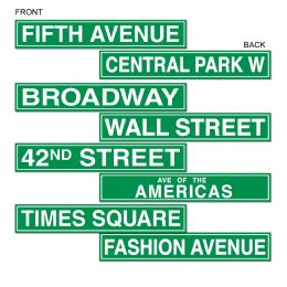 12 Pieces New York City Street Sign Cutouts - Hanging Decorations & Cut Out