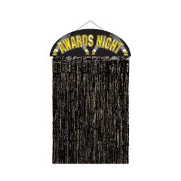 12 Pieces Awards Night Door Curtain Met Curtain W/awards Night Sign; Prtd 2 Sides - Hanging Decorations & Cut Out