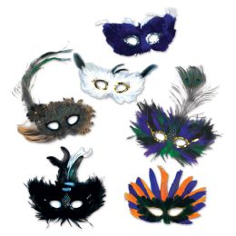 12 Pieces Majestic Masks Asstd Designs; Elastic Attached - Hanging Decorations & Cut Out