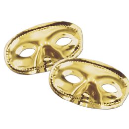 24 Pieces Metallic Half Mask Gold; Elastic Attached - Party Hats & Tiara