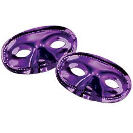 24 Pieces Metallic Half Mask Purple; Elastic Attached - Party Hats & Tiara