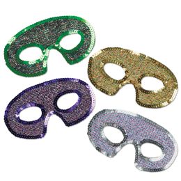 12 Pieces Sequin-Lame Half Masks - Party Hats & Tiara
