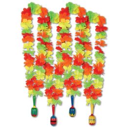 12 Pieces Fiesta Lei w/Maraca Medallion - Hanging Decorations & Cut Out