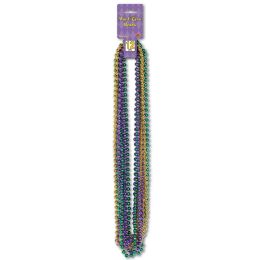 12 Pieces Mardi Gras Small Round Beads - Party Necklaces & Bracelets