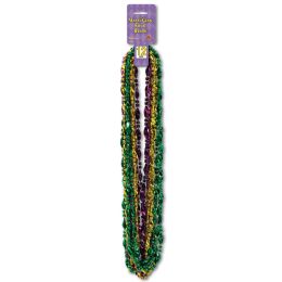12 Pieces Mardi Gras Twist Beads - Party Necklaces & Bracelets