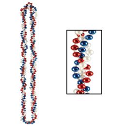 12 Wholesale Braided Beads Red, White, Blue