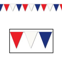 12 Wholesale Red, White & Blue Pennant Banner AlL-Weather; 15 Pennants/string