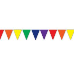 12 Wholesale Rainbow Pennant Banner AlL-Weather; 12 Pennants/string