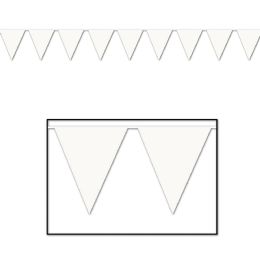 12 Wholesale White Pennant Banner AlL-Weather; 12 Pennants/string