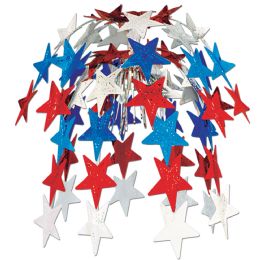 12 Wholesale Star Cascade Red, White, Blue