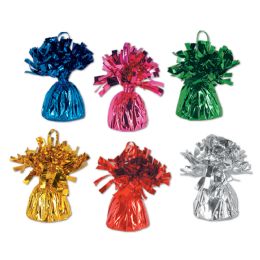 12 Wholesale Metallic Wrapped Balloon Weights Asstd Colors
