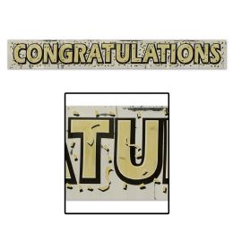 12 Pieces Metallic Congratulations Fringe Banner - Party Banners