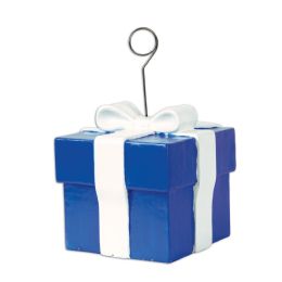 6 Pieces Blue Gift Box Photo/Balloon Holder - Balloons & Balloon Holder