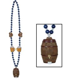 12 Pieces Oktoberfest Beads w/Keg Medallion - Party Necklaces & Bracelets