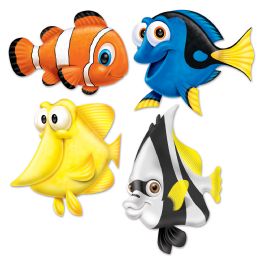 12 Pieces Under The Sea Fish Cutouts Prtd 2 Sides - Hanging Decorations & Cut Out
