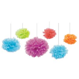 6 Pieces Tissue Fluff Balls - Hanging Decorations & Cut Out