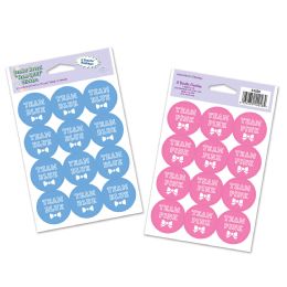 12 Wholesale Team Blue/Team Pink Stickers