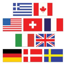 24 Pieces Mini International Flag Cutouts - Hanging Decorations & Cut Out
