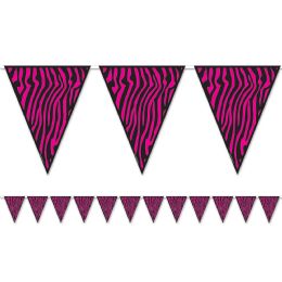 12 Wholesale Zebra Print Pennant Banner AlL-Weather; 12 Pennants/string