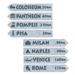 12 Pieces Italian Street Sign Cutouts Prtd 2 Sides W/different Designs - Hanging Decorations & Cut Out